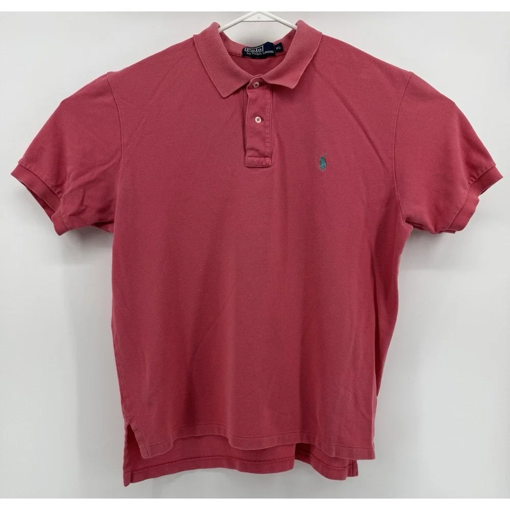 Polo‎ Ralph Lauren Men's Shirt Pink Red Short Sleeve Classic Fit Size XL